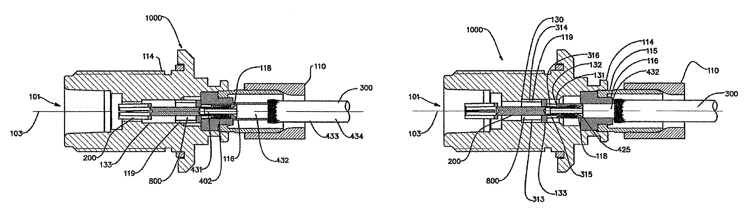 Coaxial connector with telescoping center conductor mechanism