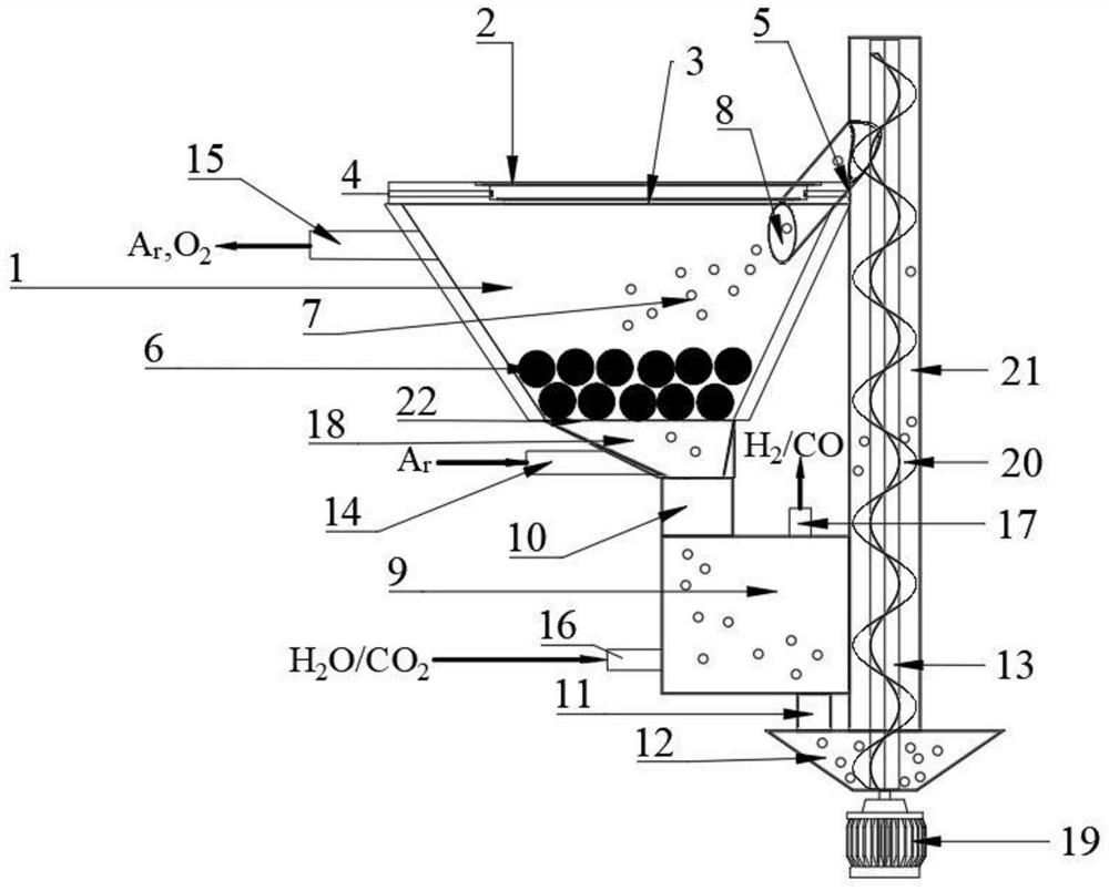 Continuous solar thermochemical solid particle reactor capable of regenerating heat