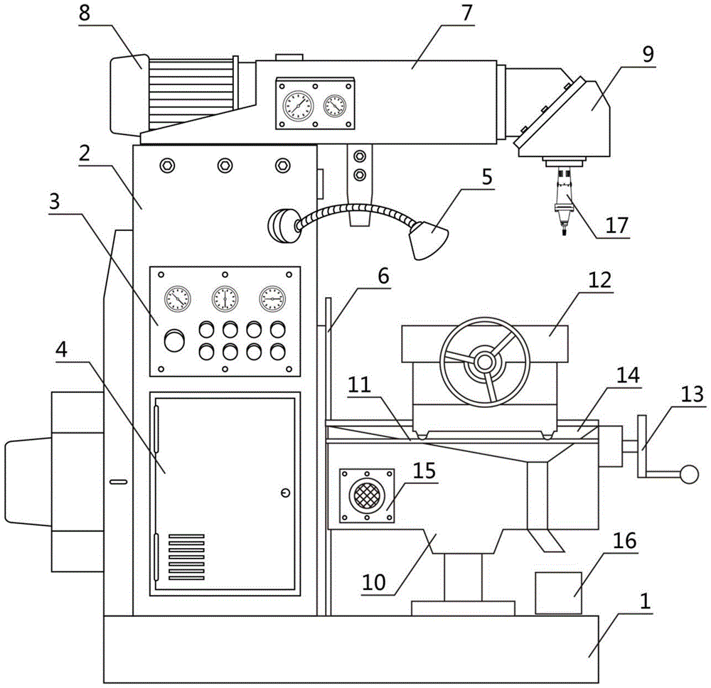 A lifting table milling machine with a detachable heat dissipation cooling hole reduction gear milling head
