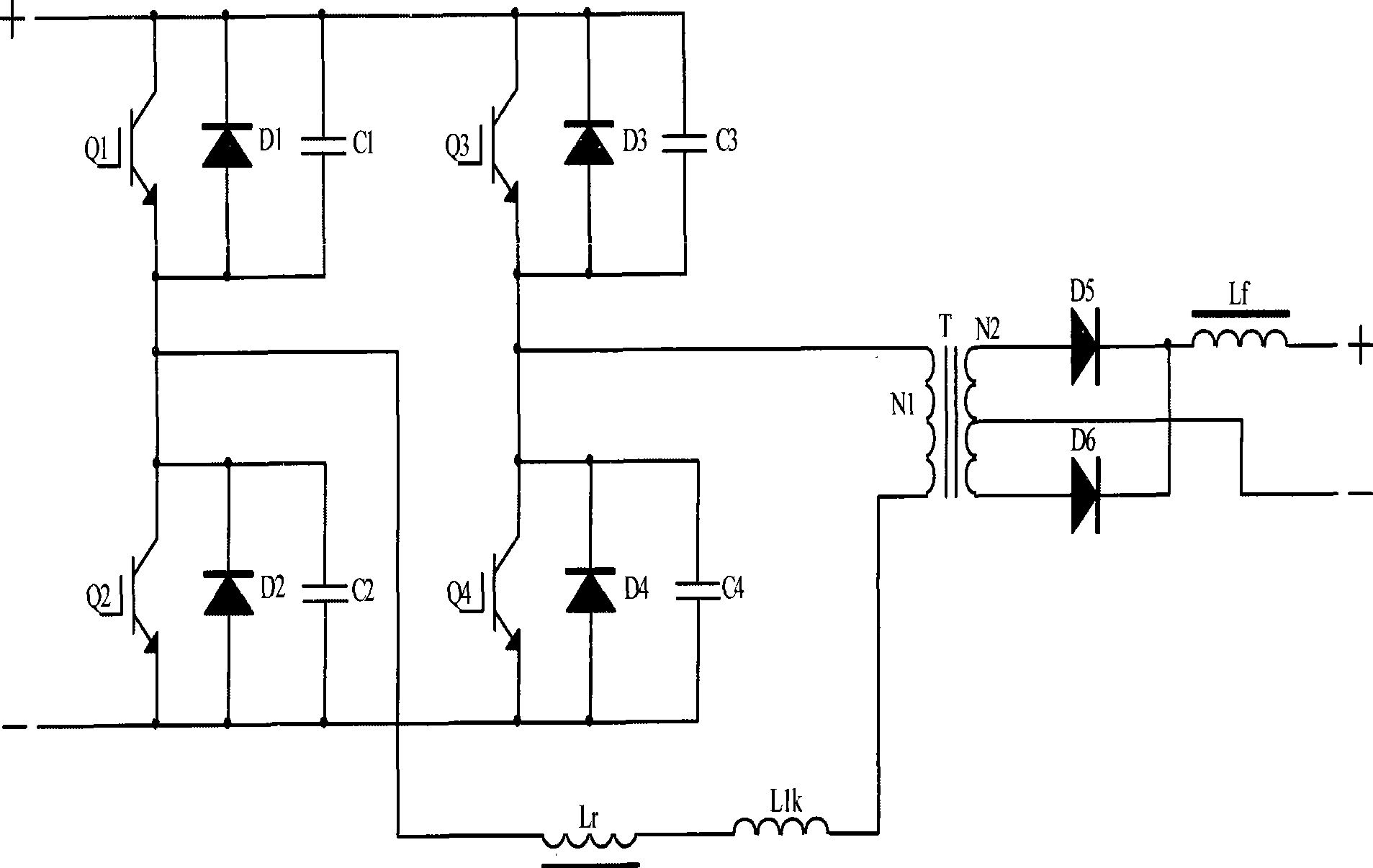 Zero-voltage soft switch topological main circuit of arc welding inverter