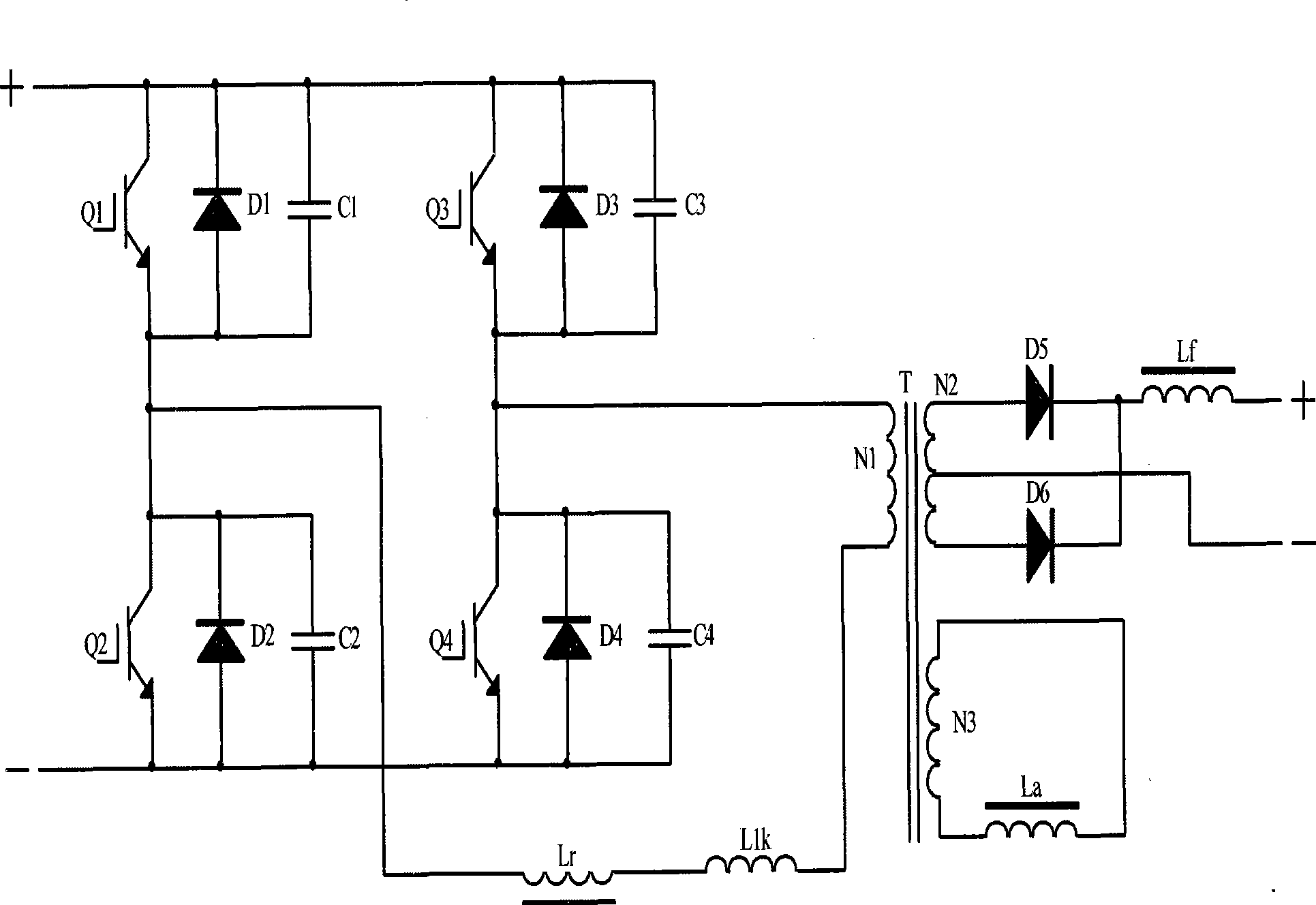 Zero-voltage soft switch topological main circuit of arc welding inverter