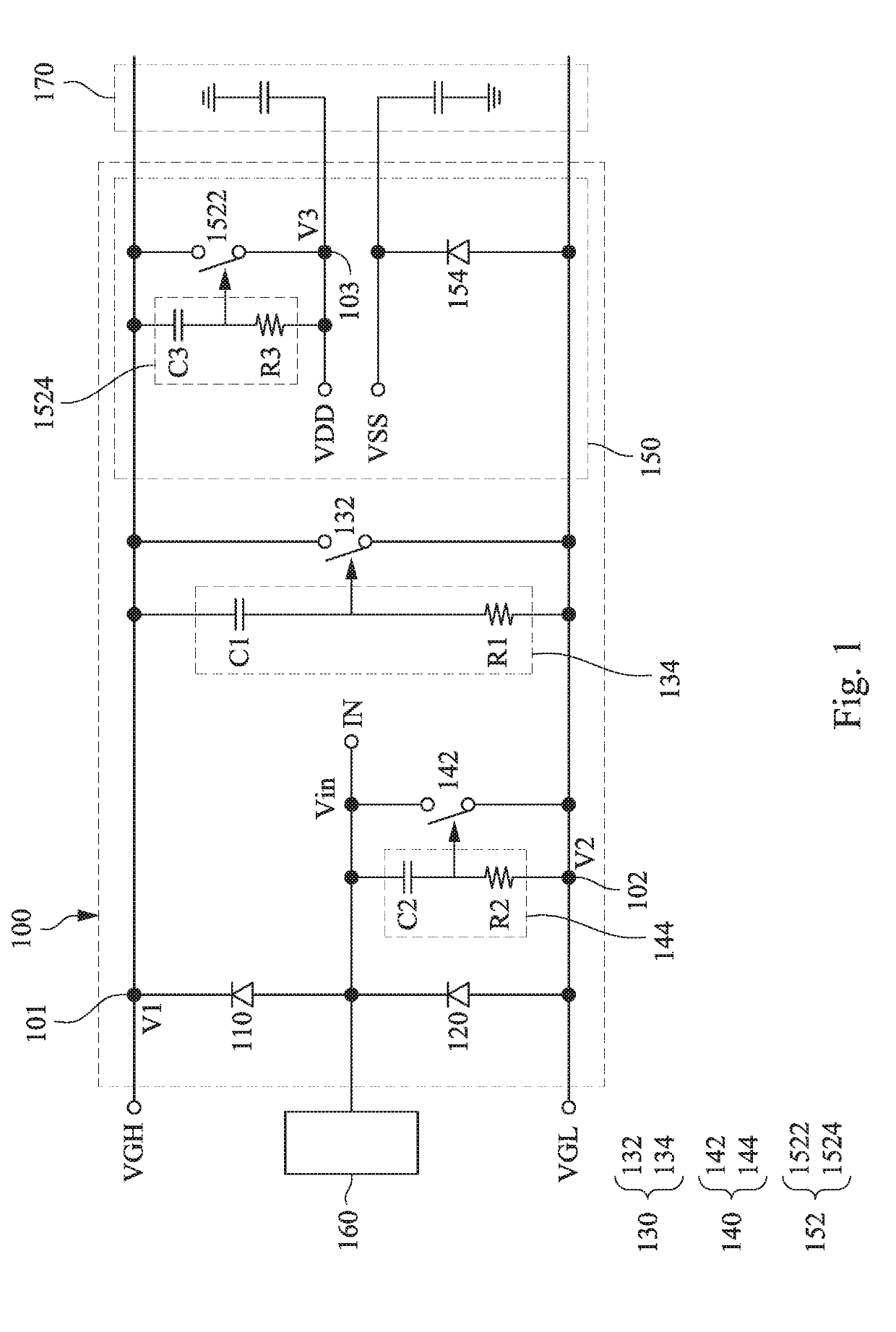 ESD protection circuit, related display panel with protection against ESD, and ESD protection structure