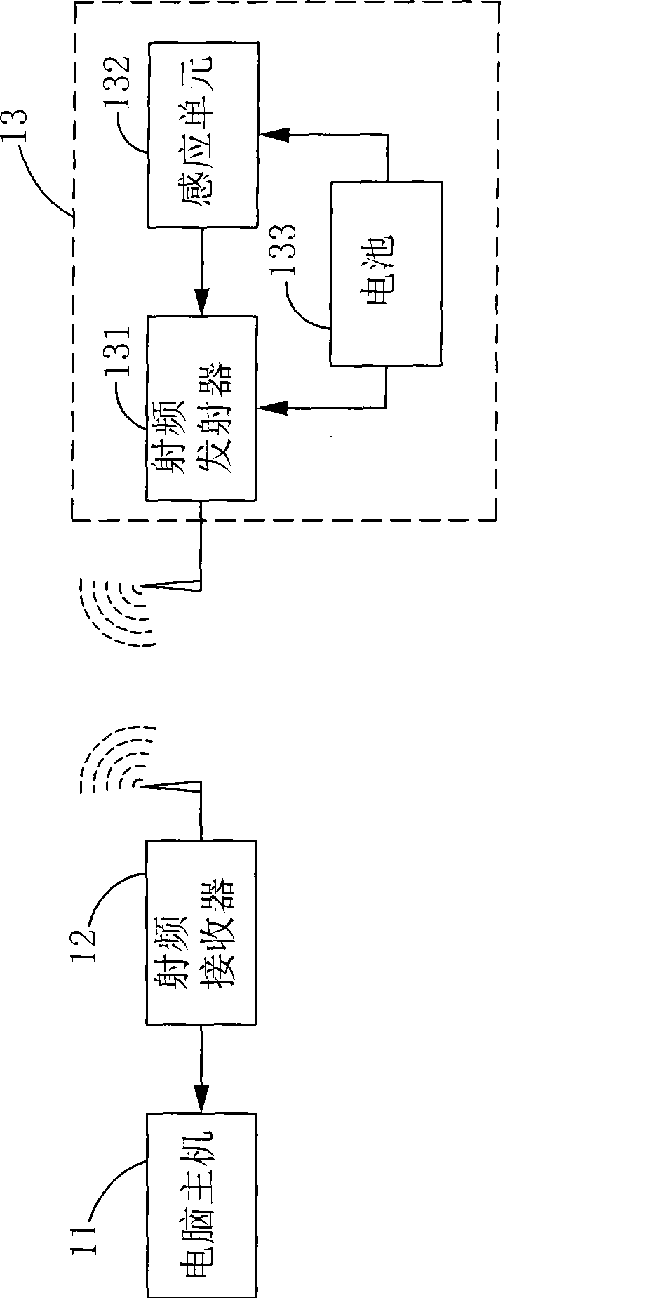 Electricity-saving wireless input apparatus and system