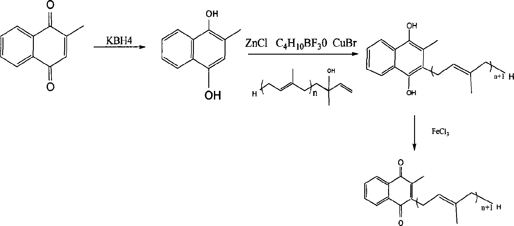 Method for synthesizing producets in vitamin K2 series