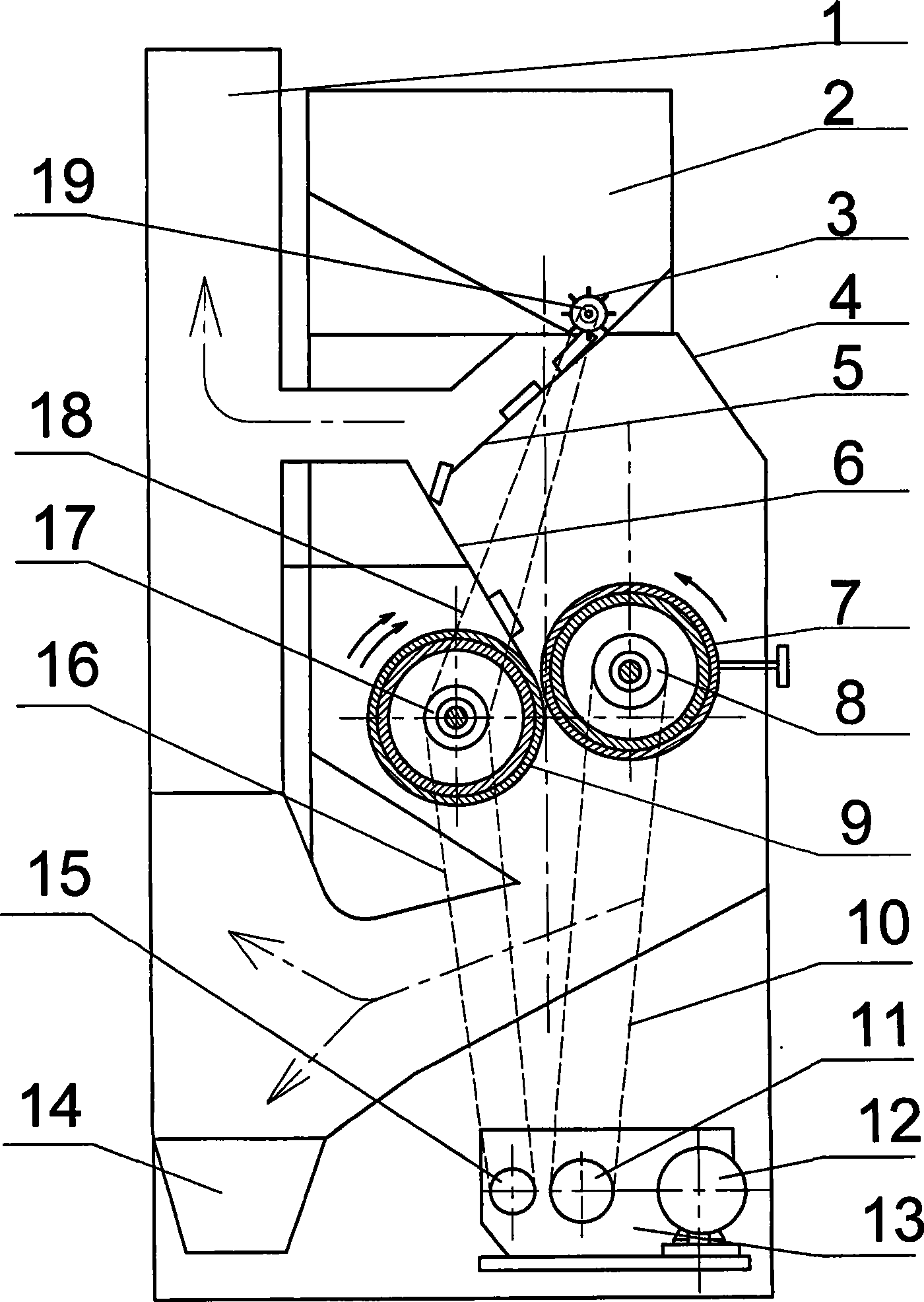 Device for separating stalks, stems and leaves