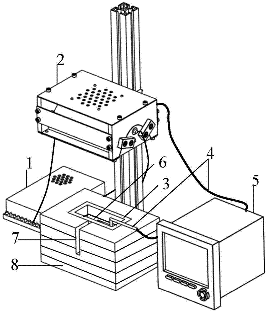 Radiation heating and temperature measuring device for phase transition process of translucent materials with low melting point