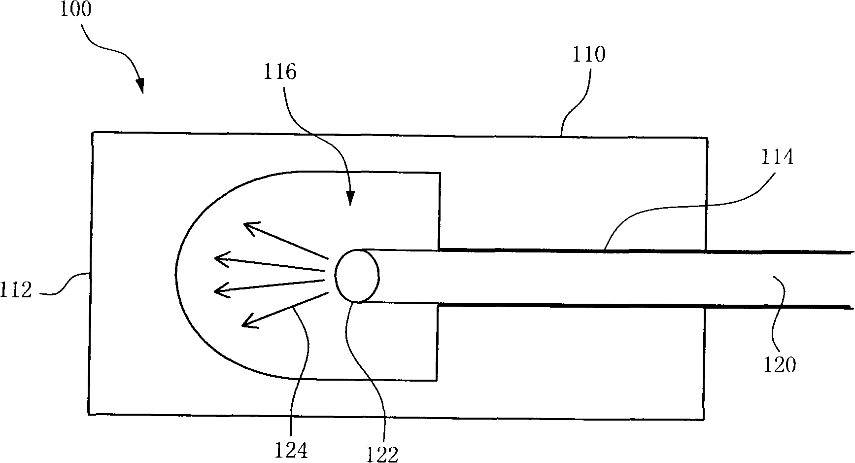 Optical fibre indicating lamp and light-guiding structure for optical fibre indicating lamp