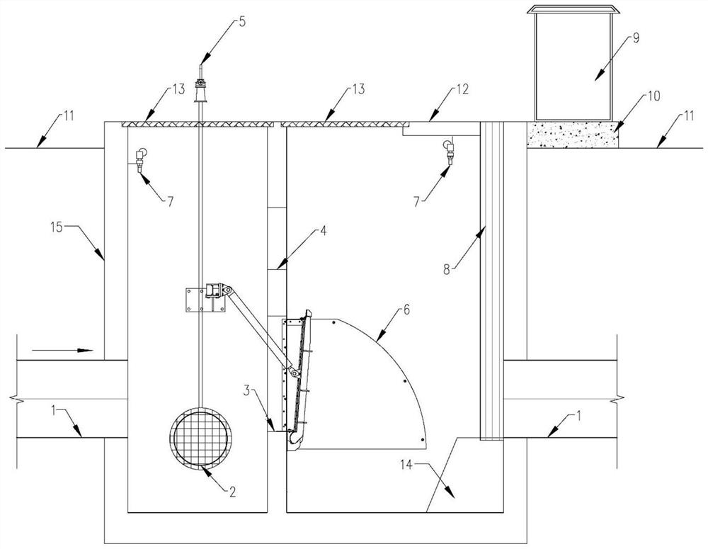 Intercepting well with backward flow preventing and safe flood drainage functions