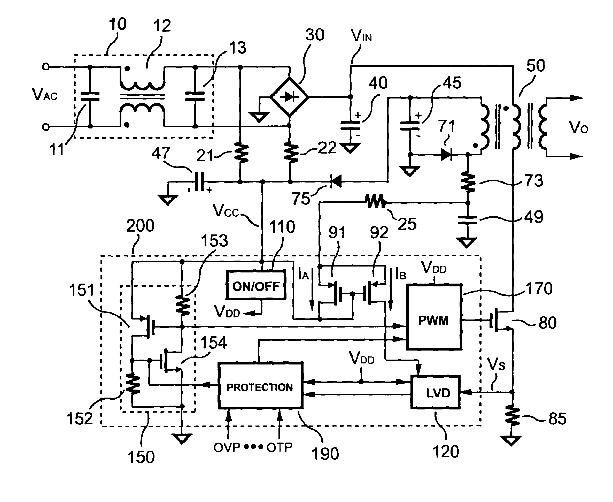 Integrated start-up circuit with reduced power consumption