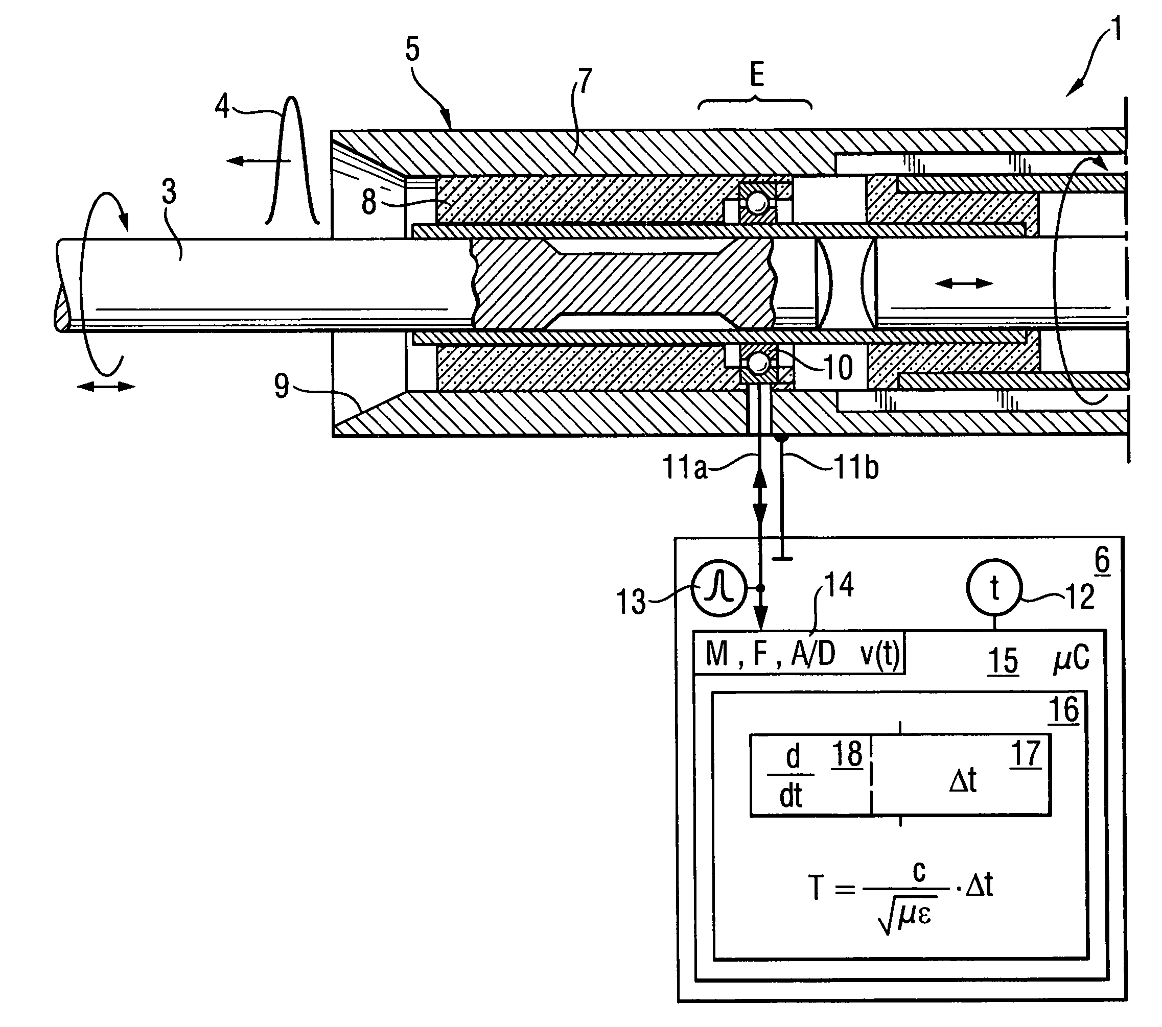 Power tool with measurement of a penetration depth of a working tool