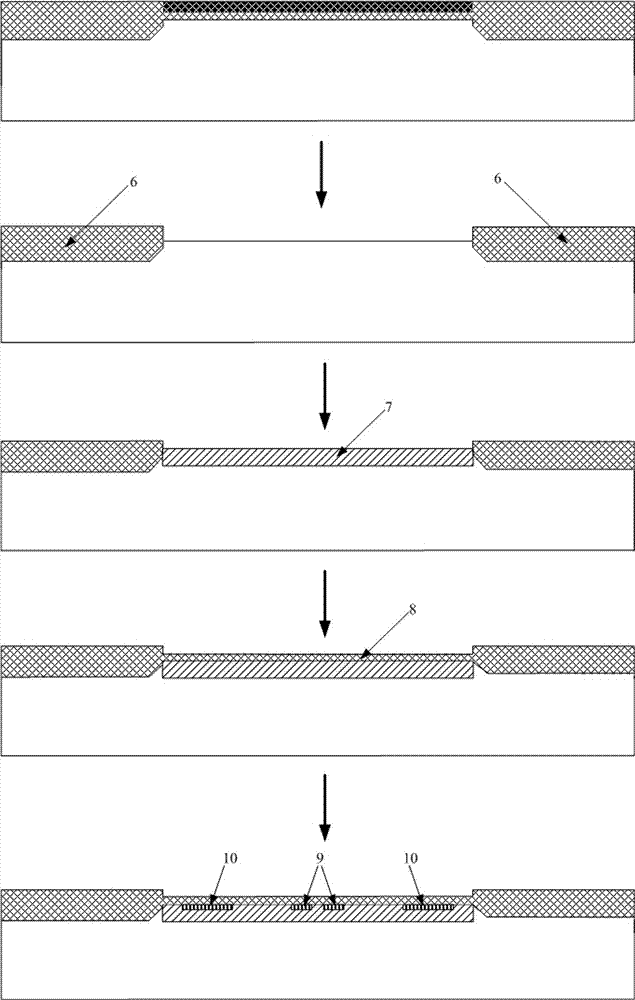 Hot air speed and air direction sensor based on thinning process and manufacturing method thereof