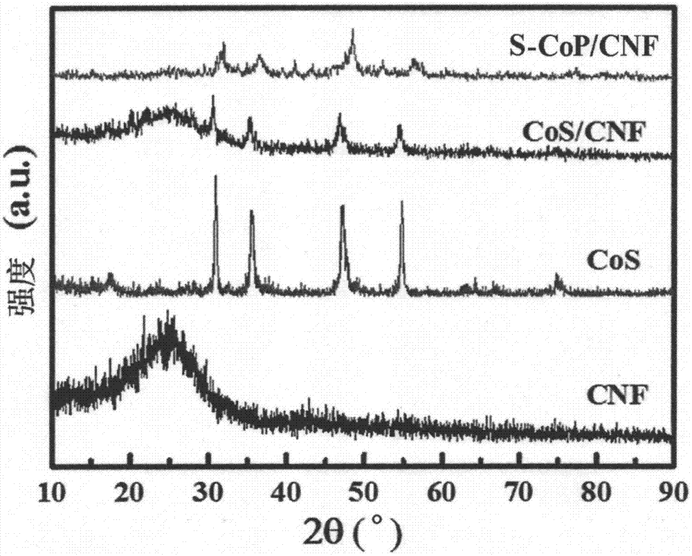Sulfur-doped cobalt phosphide - carbon nanofiber composite material and preparation method thereof