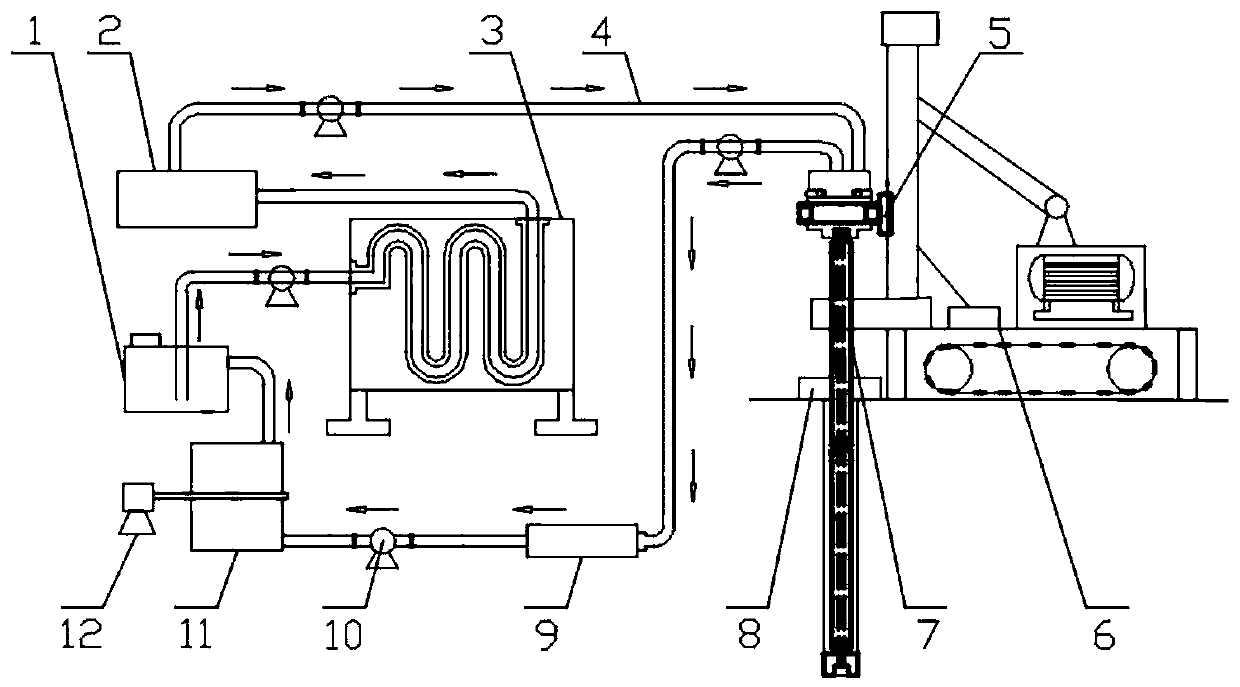 Polar frozen earth cooling drilling device and method