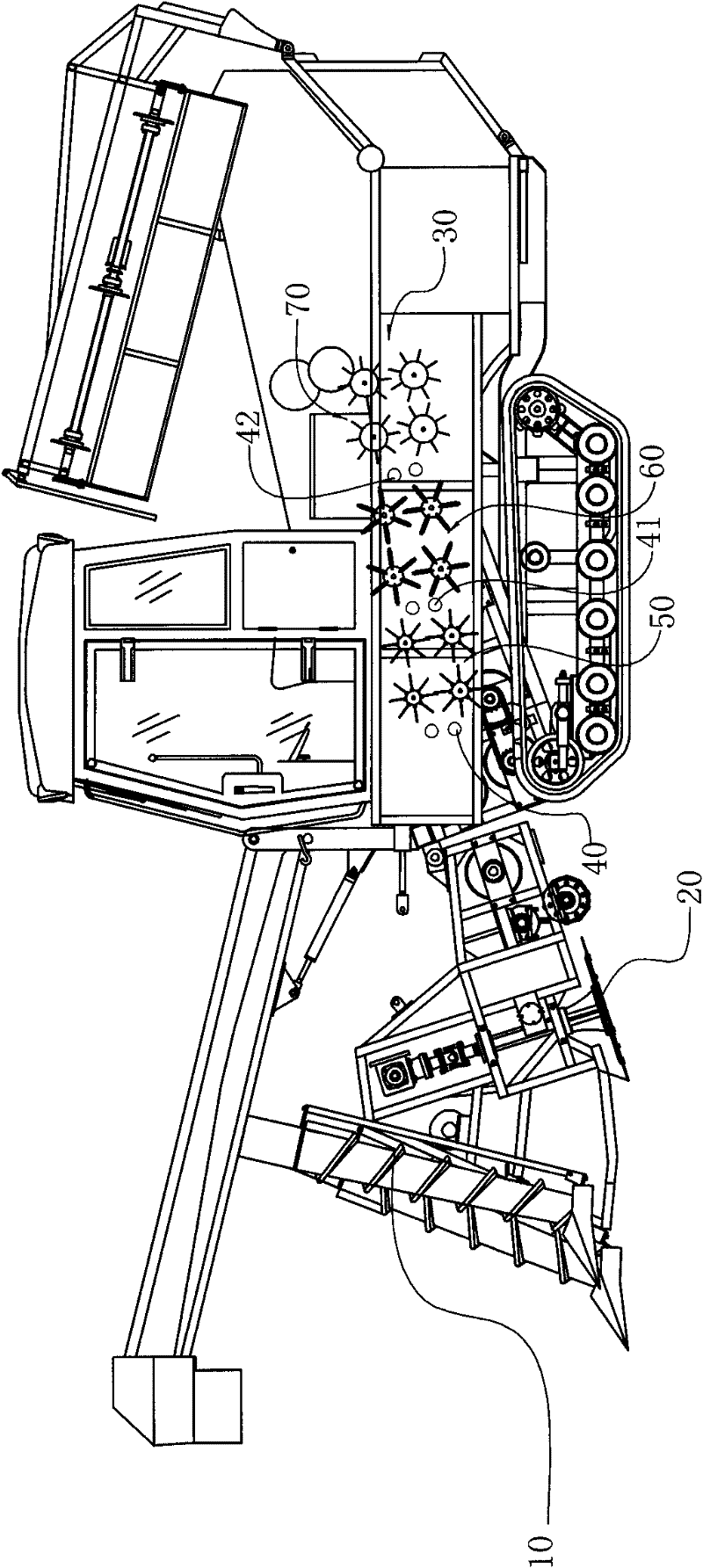 Sugarcane combine harvester with tail cutting device
