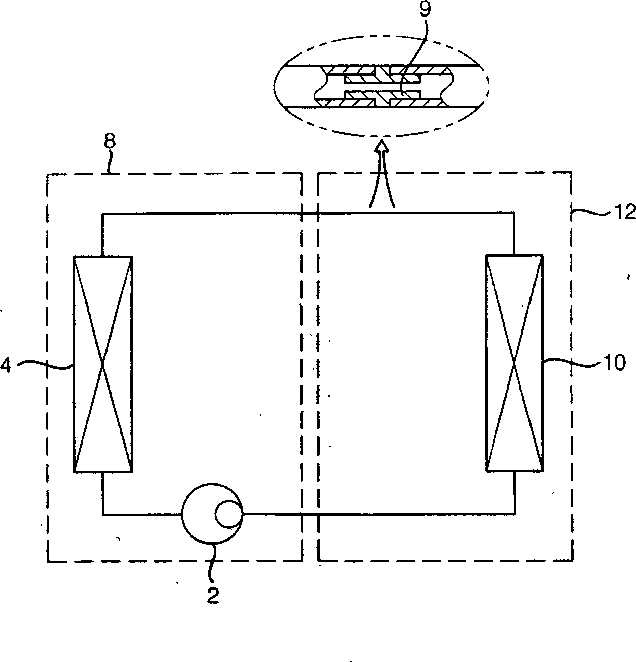 Refrigeration circulation of air conditioner and control method for reducing noise thereof