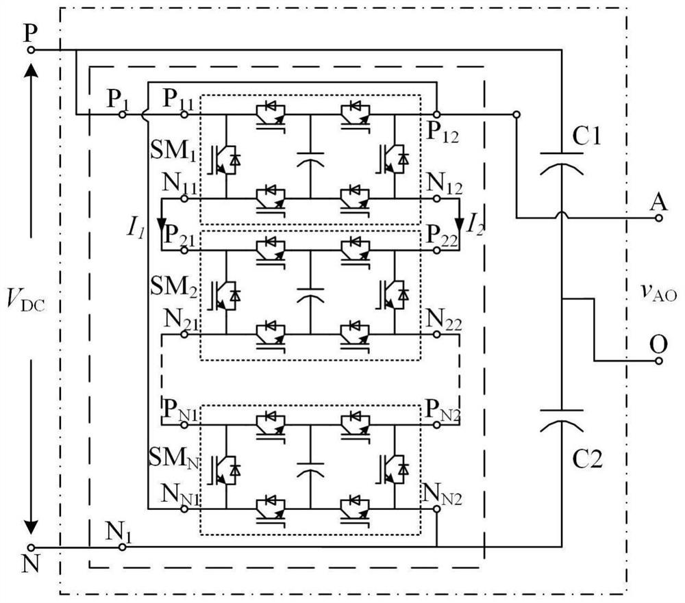 Half-bridge modular multi-level single-phase inverter and modulation method