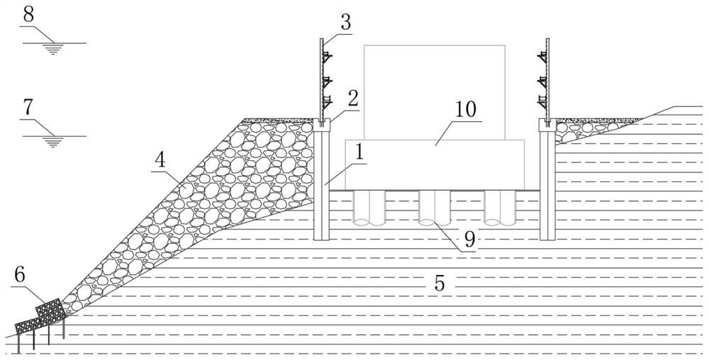 Rapid construction method and structure of secant pile and steel jacket box combined cofferdam