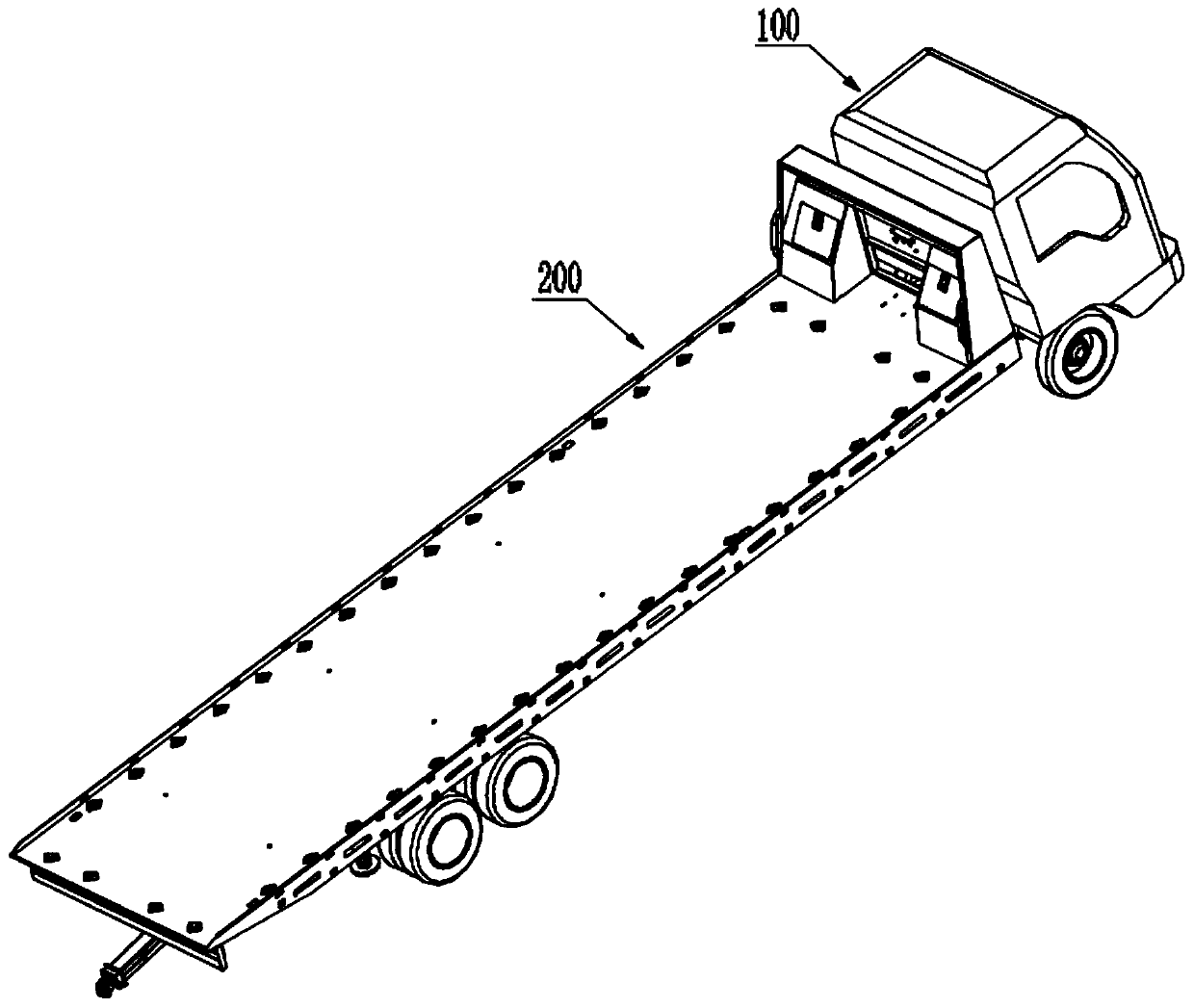 Multifunctional heavy-duty flat-plate wrecker capable of towing three vehicles at a time