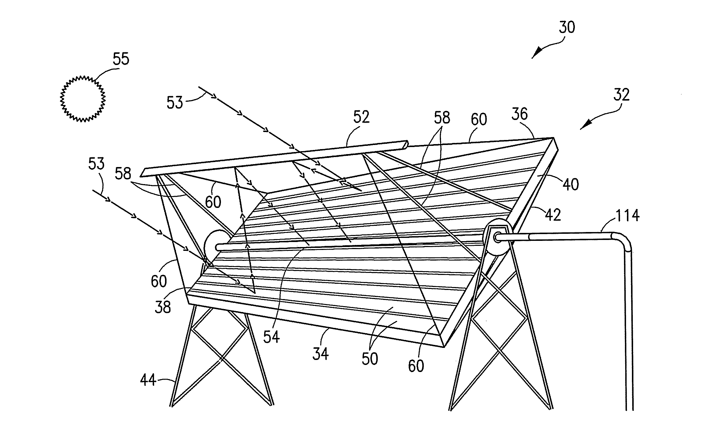 Linear solar energy collection system with secondary and tertiary reflectors