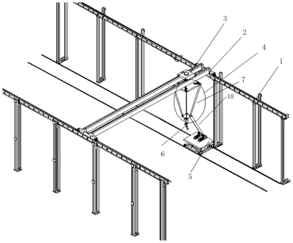 Mobile cable-parallel spraying equipment for segmental coating of ships