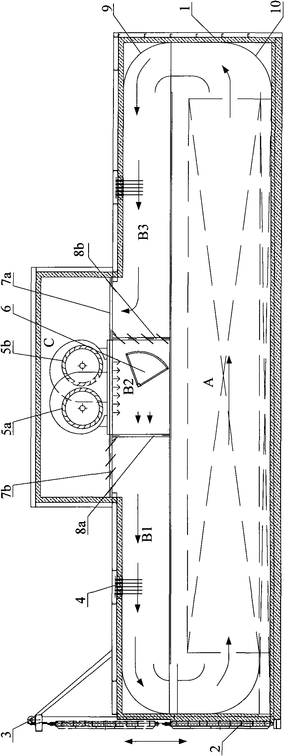 Aging furnace with large air volume, strong air pressure and heated air circulation