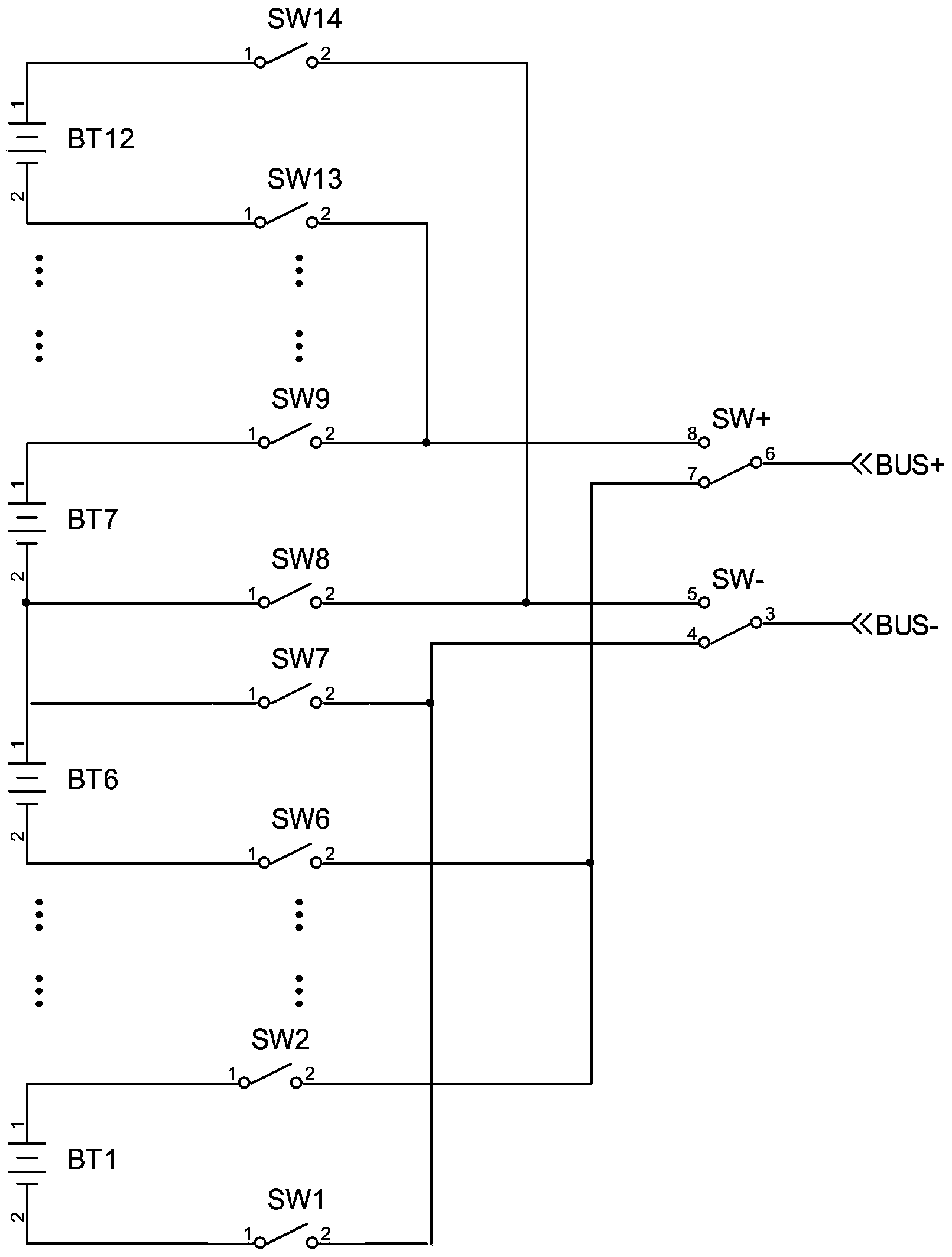 Balanced switching control circuit for battery management system