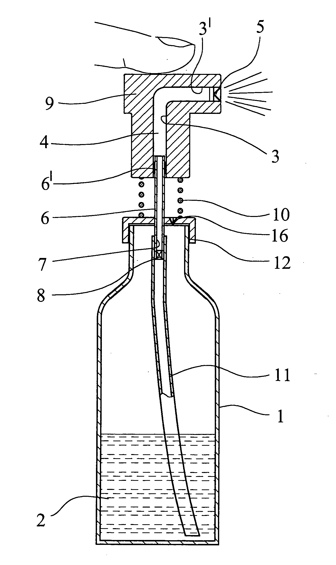 Finger operated spray pump