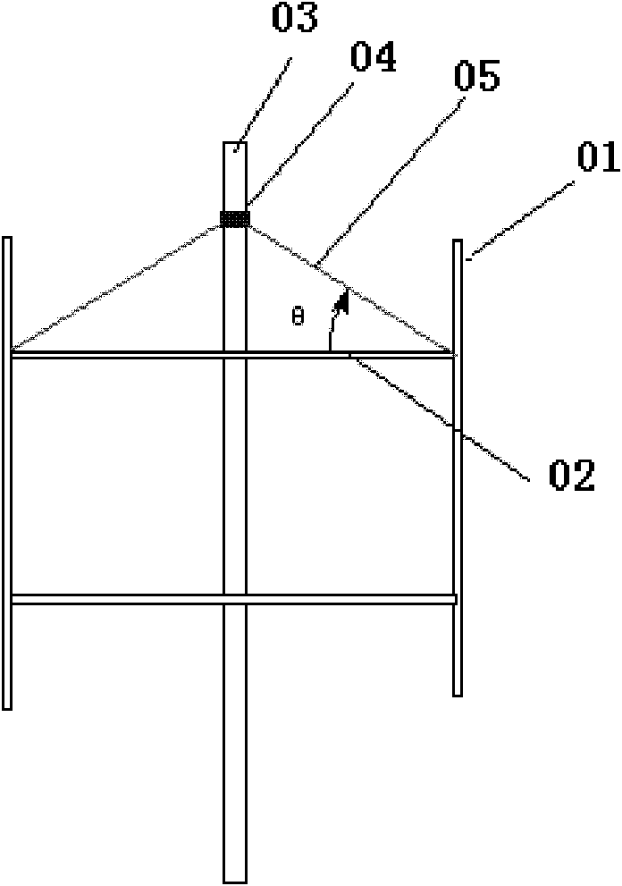 Wind wheel cable-stayed structure of wind driven generator with vertical shaft