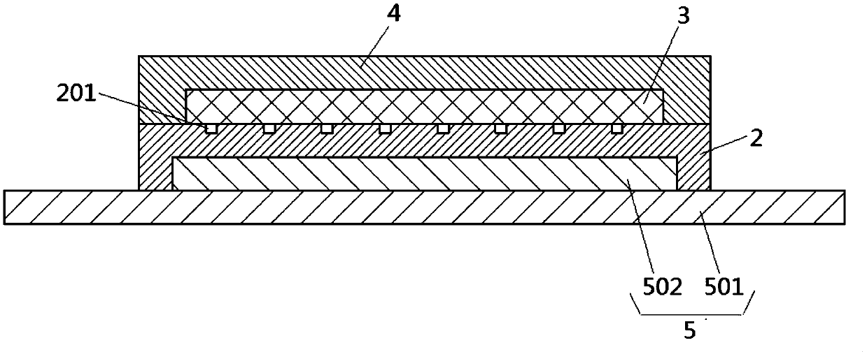 Thin film packaging structure, thin film packaging method and concave hole design method