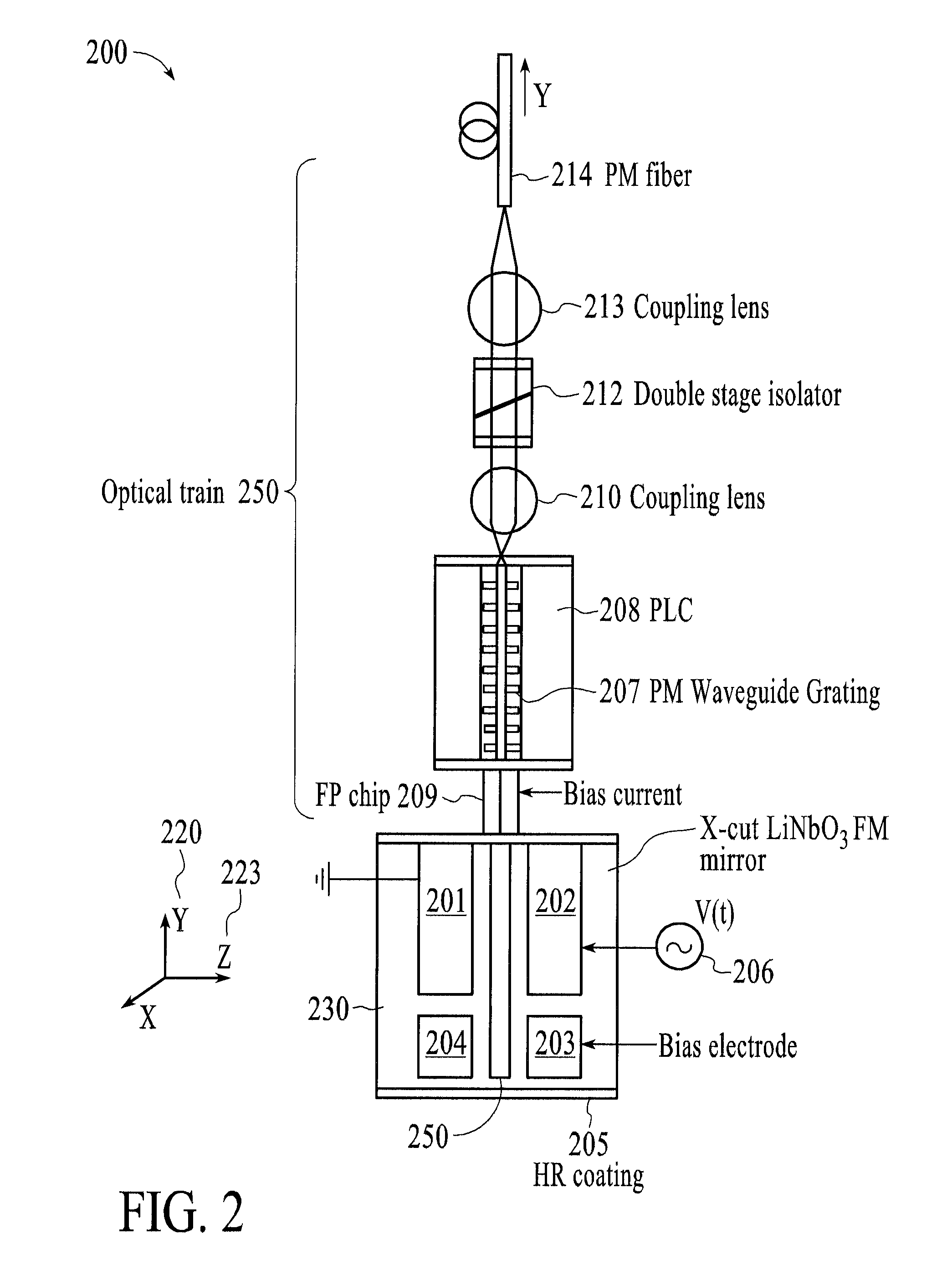 Semiconductor external cavity laser with integrated planar waveguide bragg grating and wide-bandwidth frequency modulation