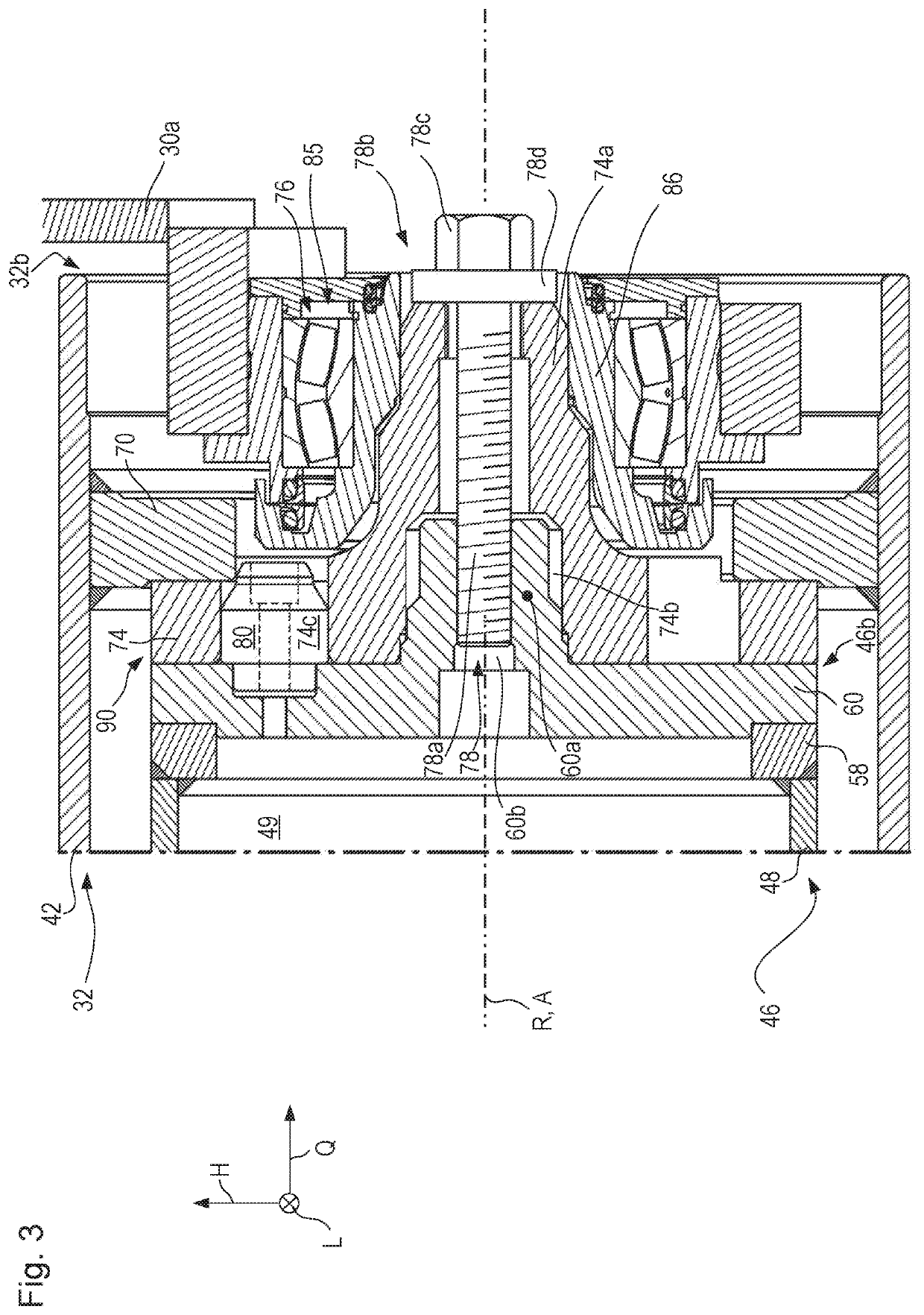 Earth working machine having a rotatable working apparatus axially positionally retainable with high tightening torque by means of a central bolt arrangement, and method for establishing and releasing such retention