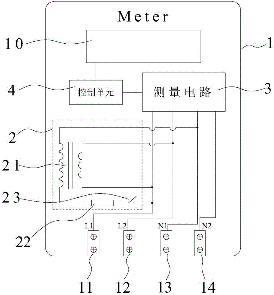 Electric energy meter with built-in virtual load