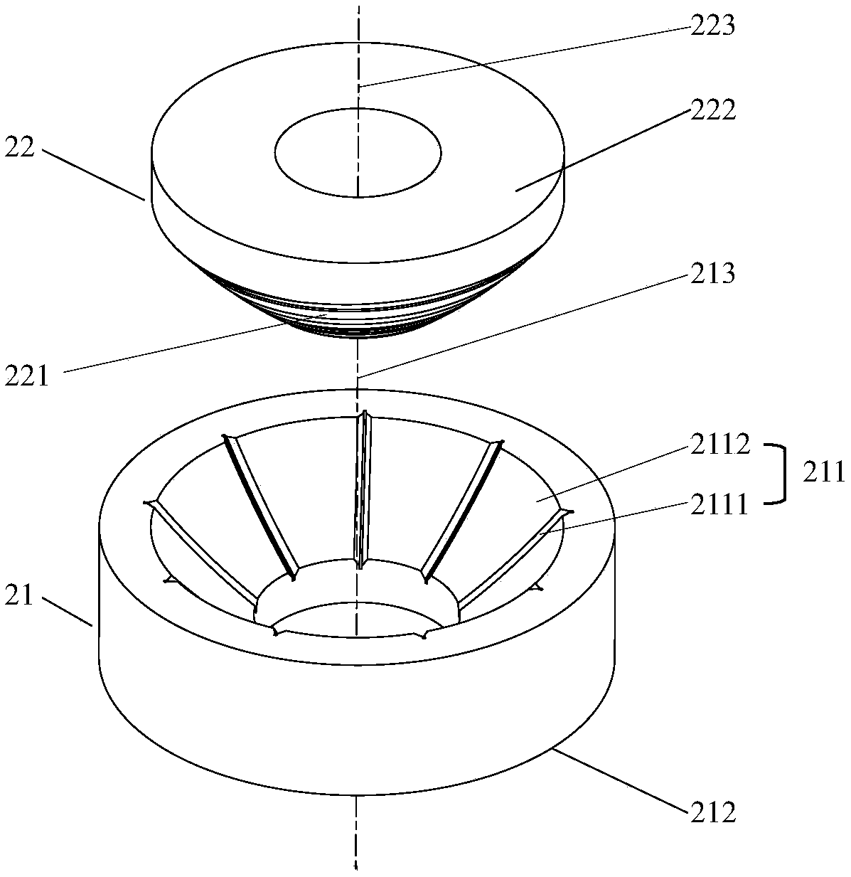 Grinding disc, equipment and method for finish machining of rolling surface of convex circular cone roller