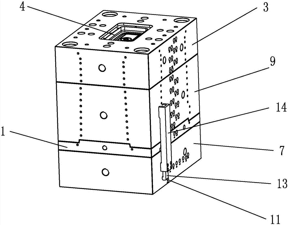 Deep cavity original body mold performing ejecting by air and pushing plate jointly