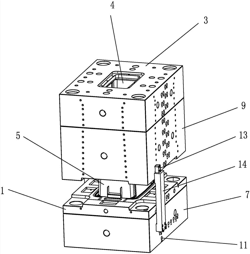 Deep cavity original body mold performing ejecting by air and pushing plate jointly