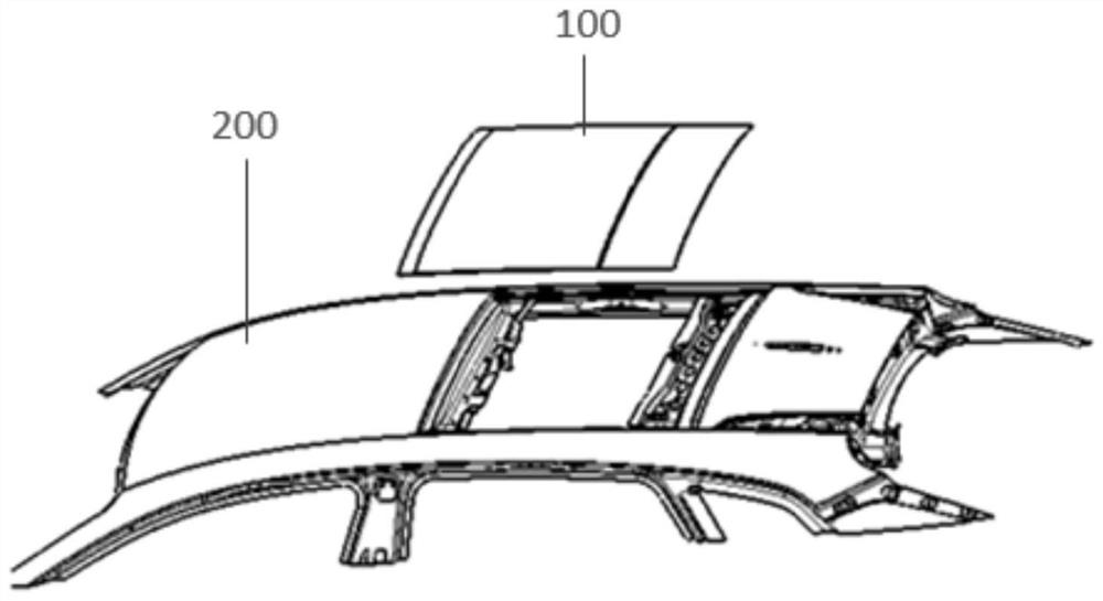 Vehicle-mounted communication module assembly device, vehicle body top cover and vehicle