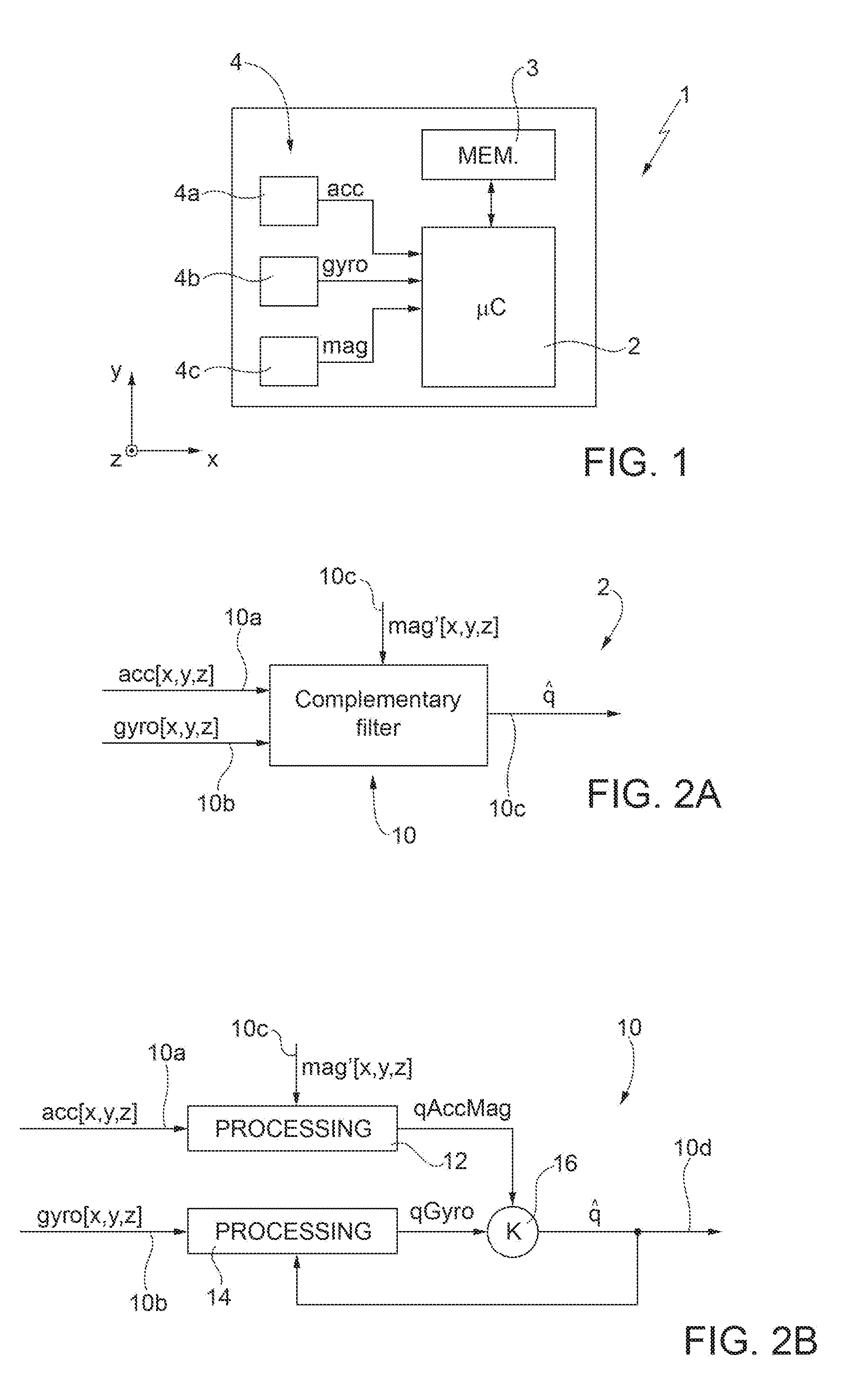Device and method for determination of angular position in three-dimensional space, and corresponding electronic apparatus