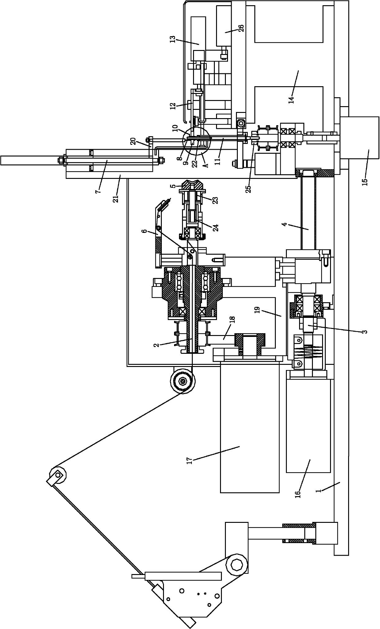 Automatic T-shaped framework small motor rotor winding device and alpha winding-end winding method