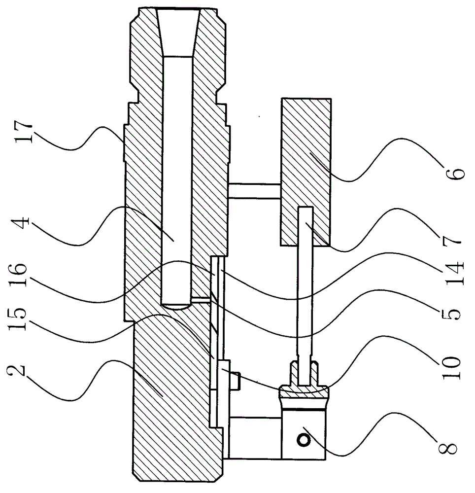 A feeding nozzle in an online molding device for carbon fiber composite materials