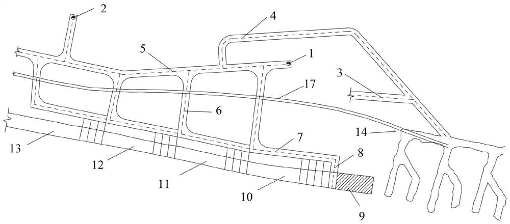 Downward single-drift type layered filling mining preparation layer arrangement method and arrangement structure