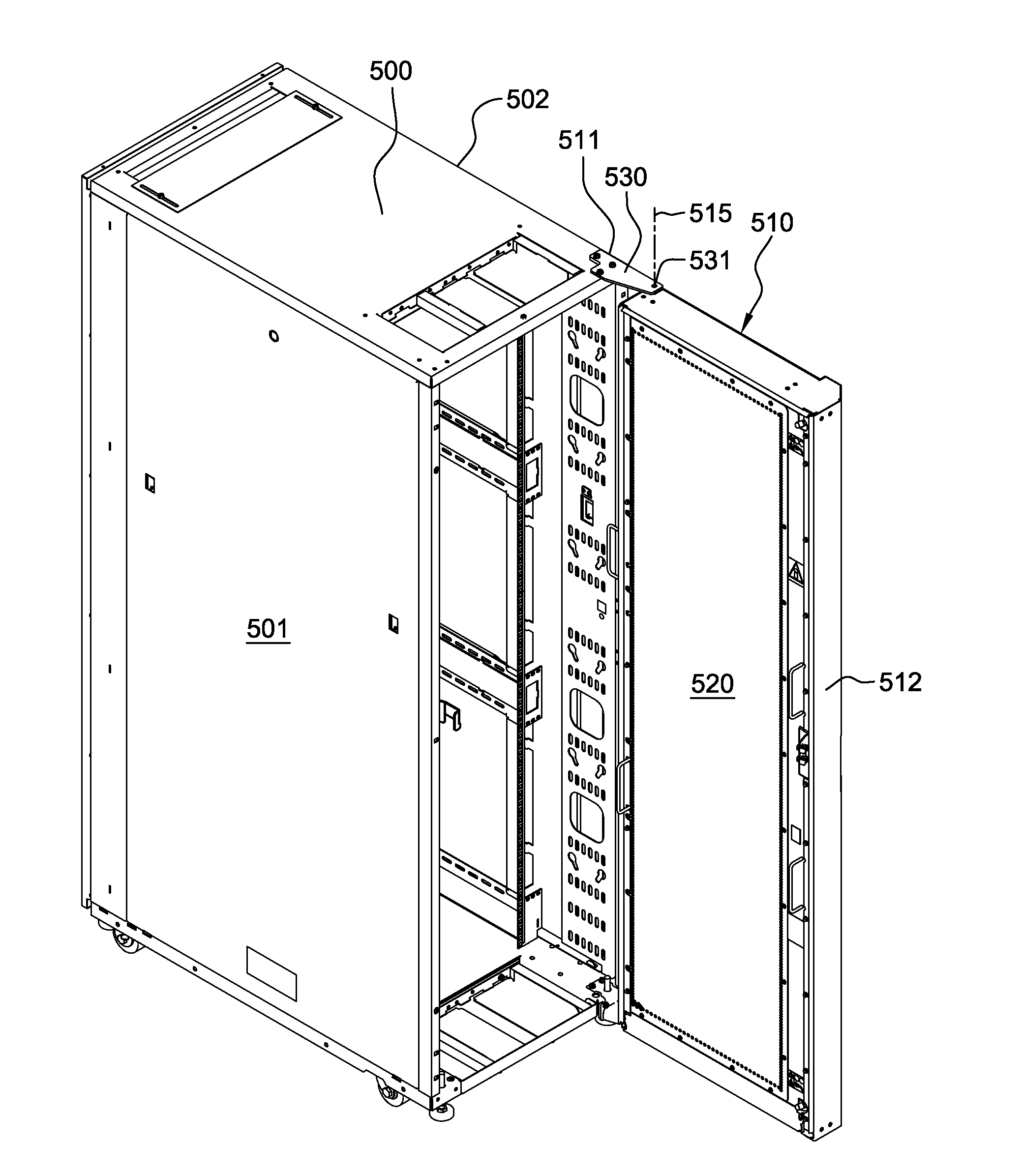 Structural configuration of a heat exchanger door for an electronics rack