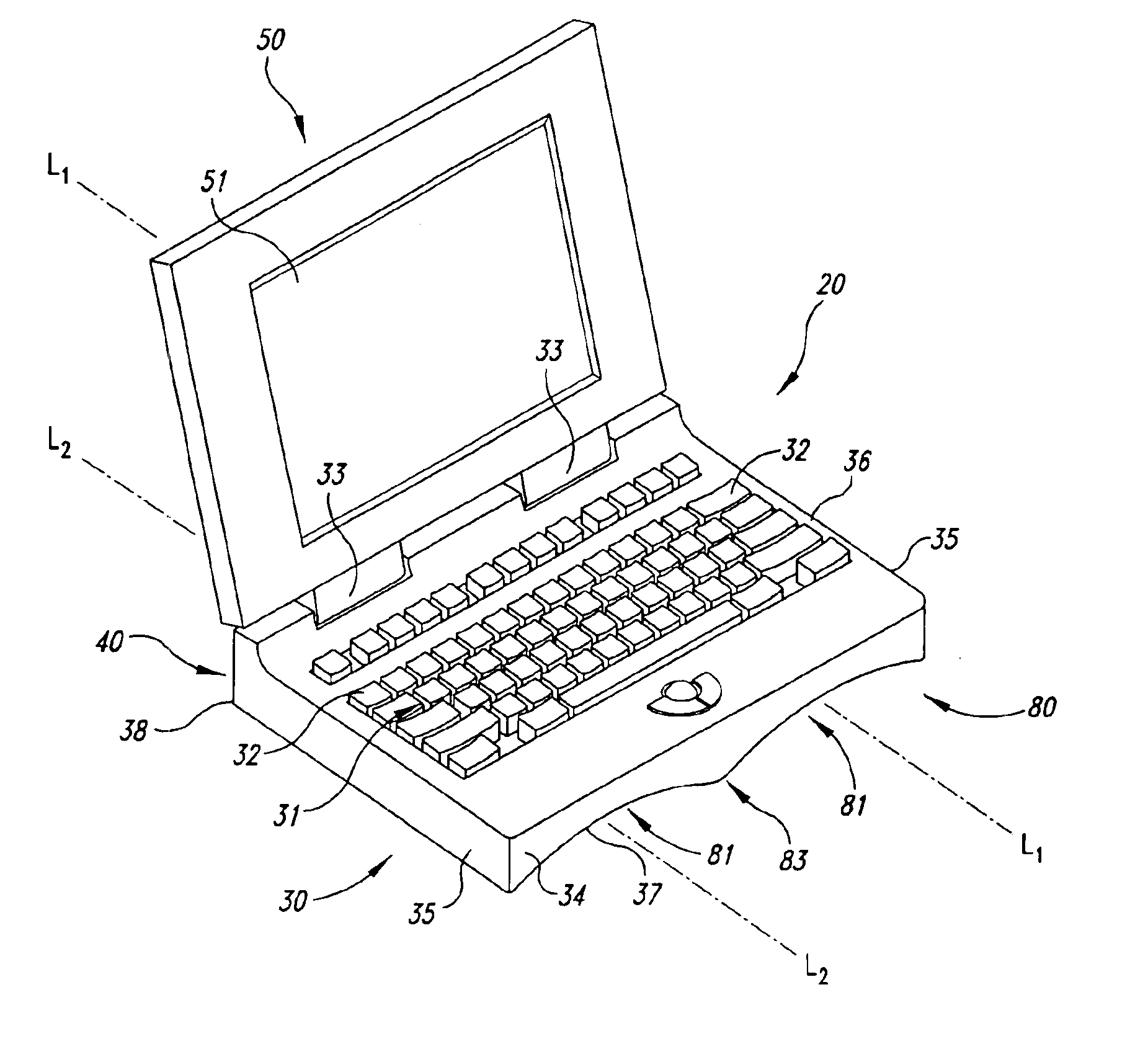 Laptop computer base