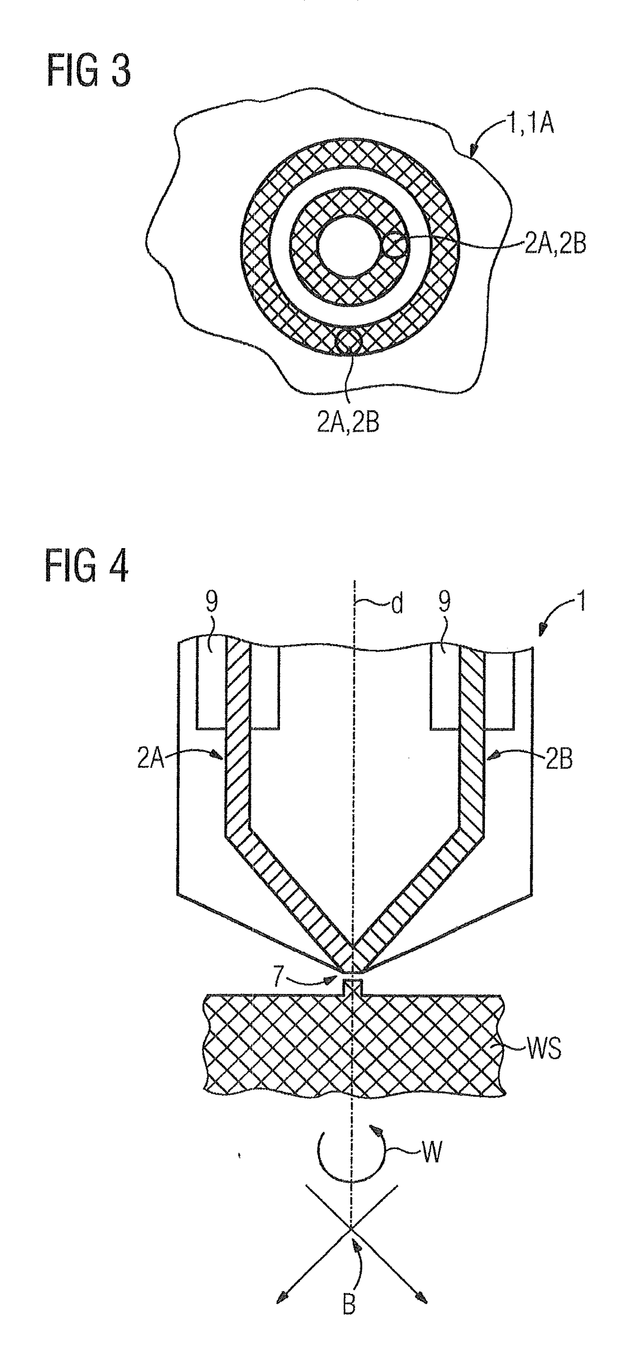 Method and Device for Applying at Least One Material, Extruder, 3D Print Head, 3D Printer, Machine Tool and Control Device