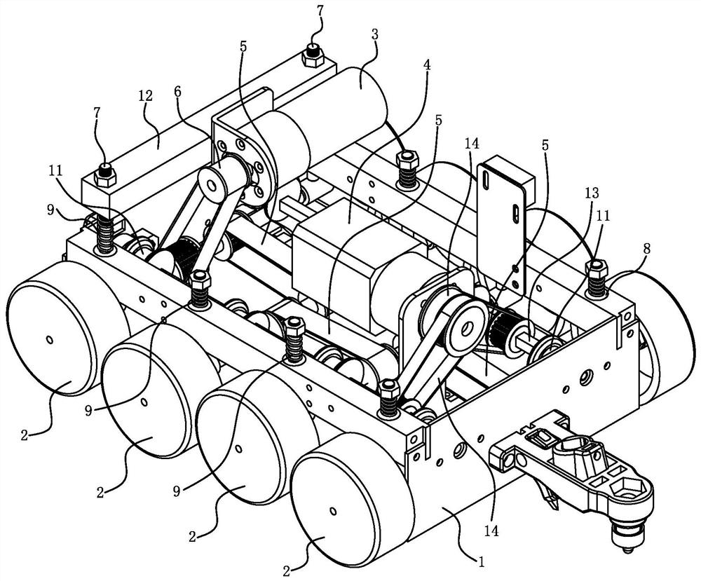 Walking trolley of automatic seam beautifying machine