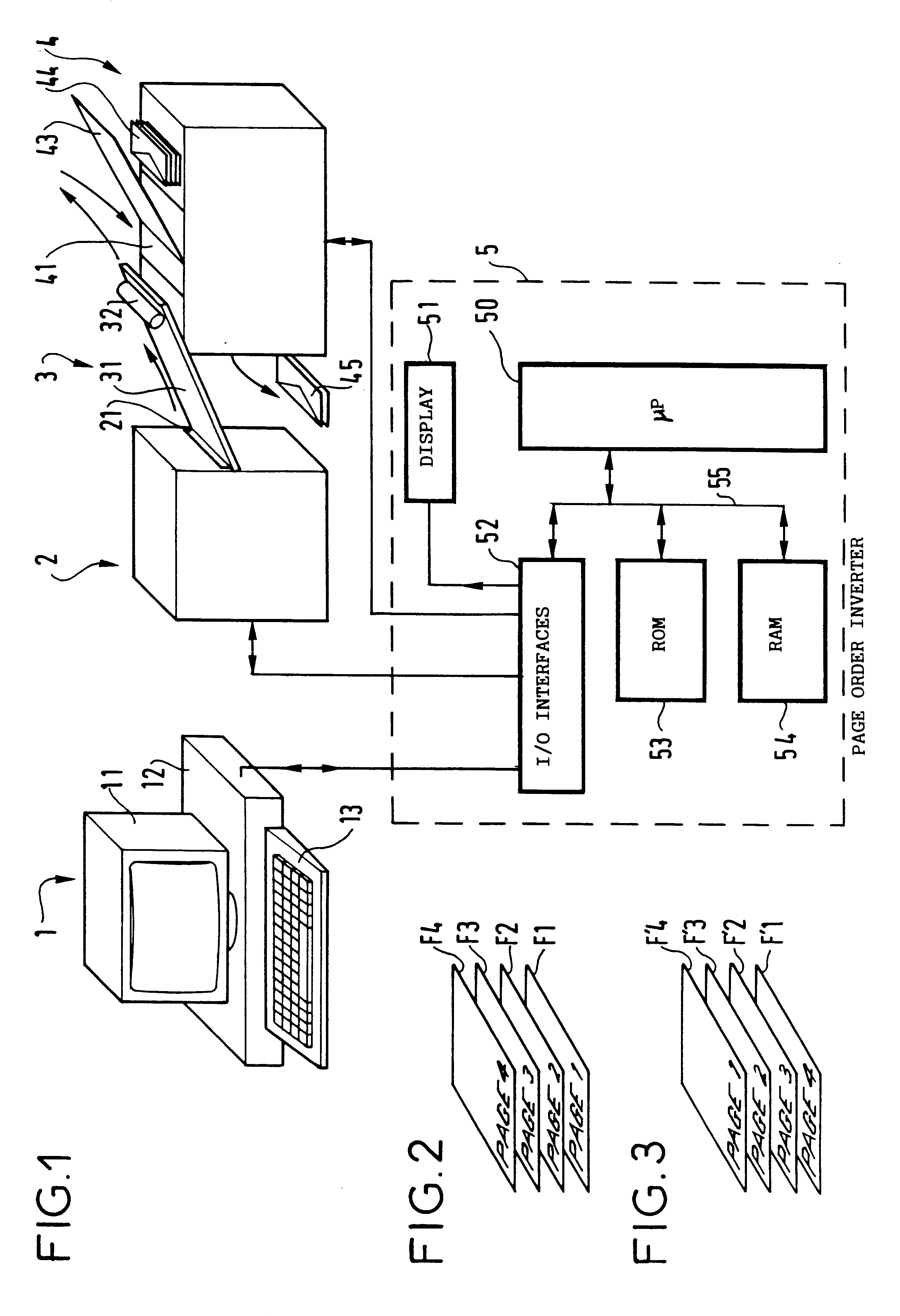 Electronic page inverter for a mail processing system, and a folder-inserter including such an inverter