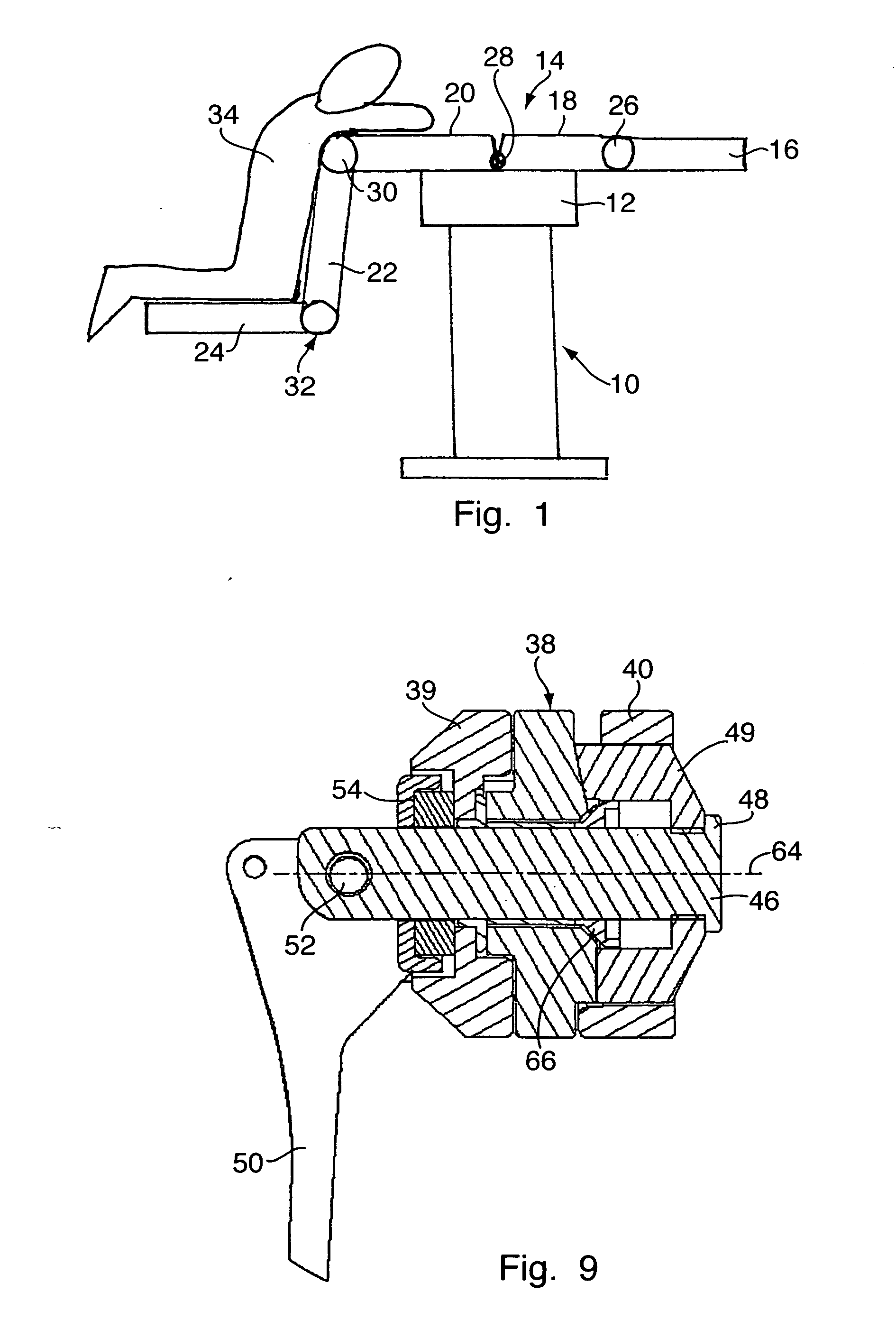 Joint arrangement for the connection of two segments of a patient bed