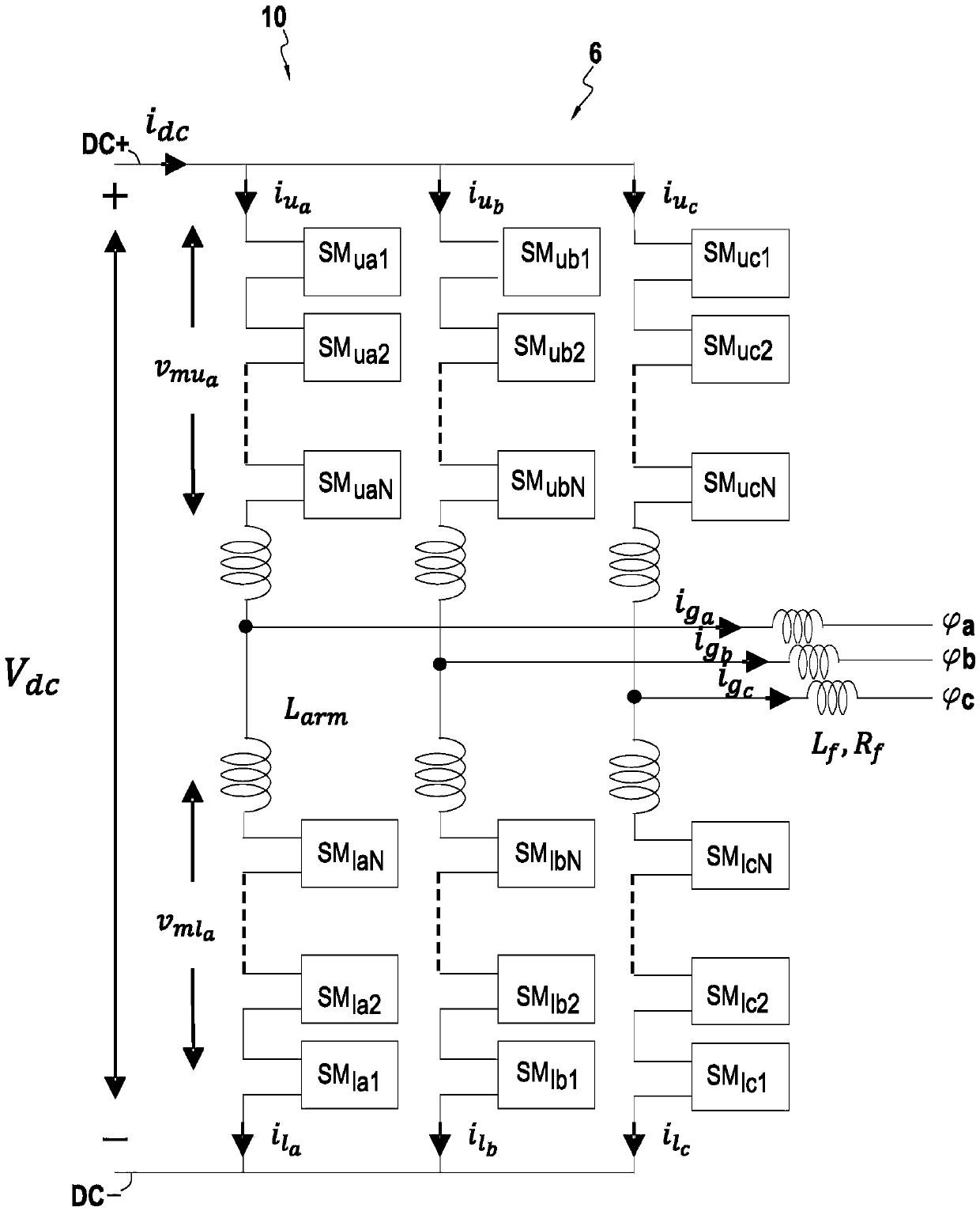 Module for controlling the internal energy of a converter