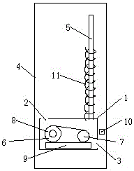 A line inlet mechanism of a woolen sticking device