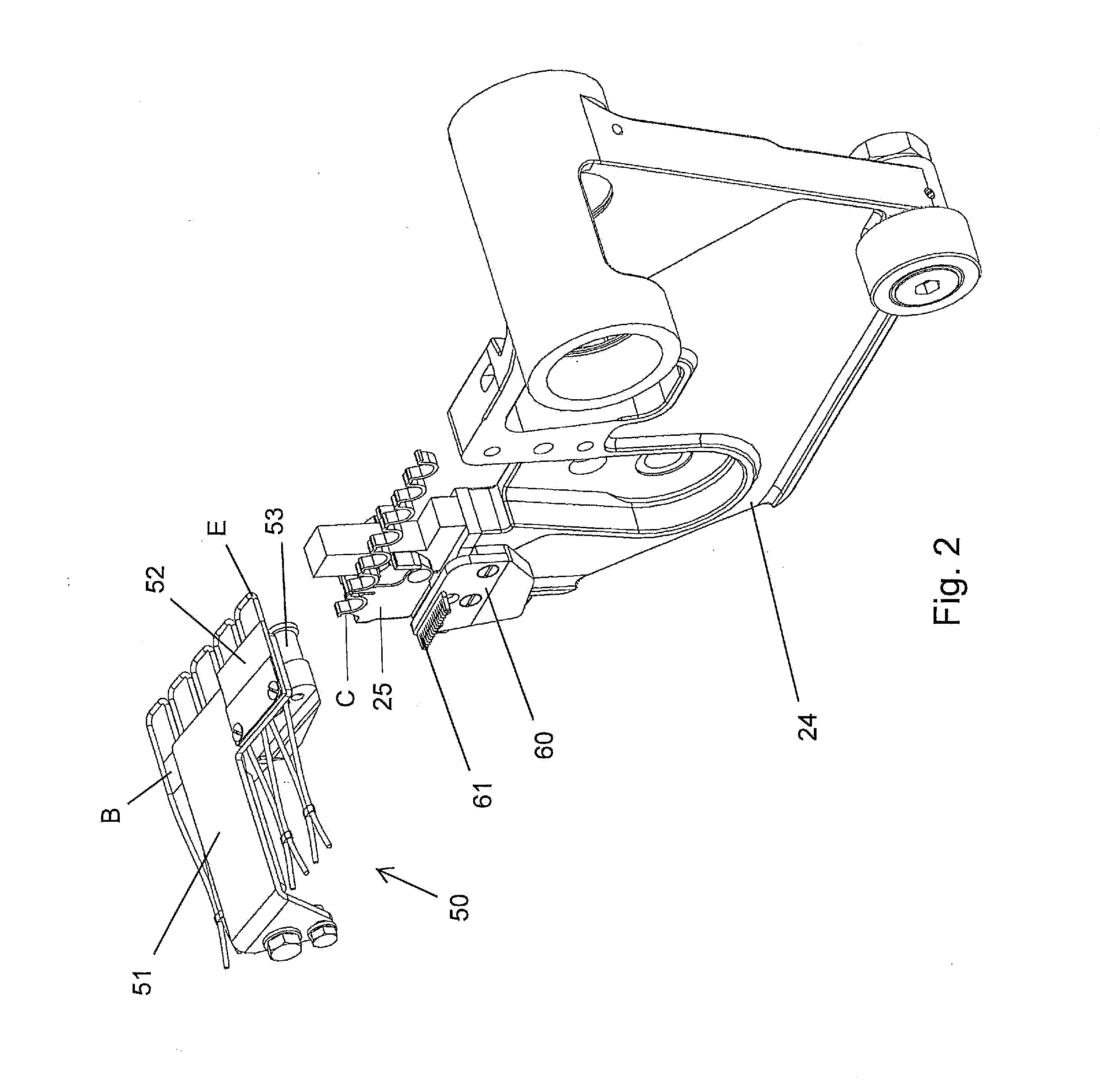 Clipping machine with improved handling of suspension elements