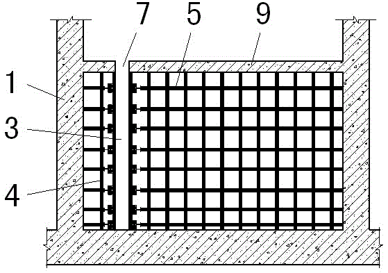 Post-construction method of reinforced-concrete-poured interior wall